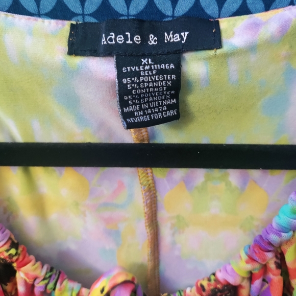 Adele & May - Women's super fun tie-dyed tank top with sheer overlay. Size- XL - Picture 4 of 6